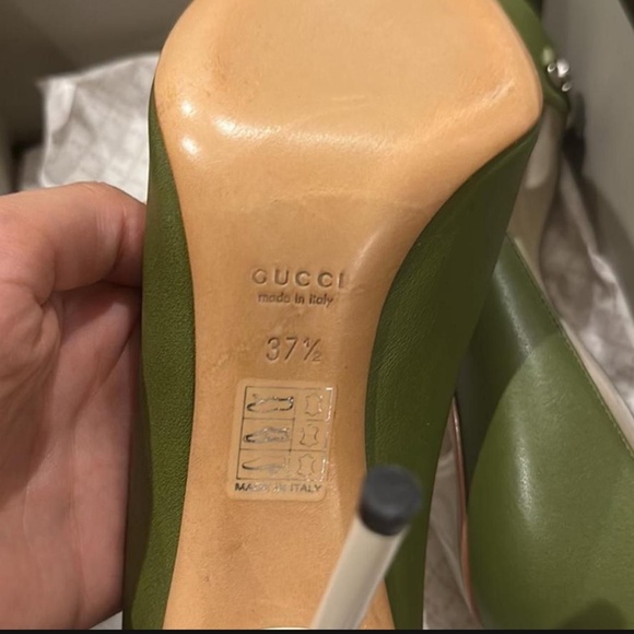 Green Gucci Open Toe Heels (Size 7.5M) - Picture 2 of 4